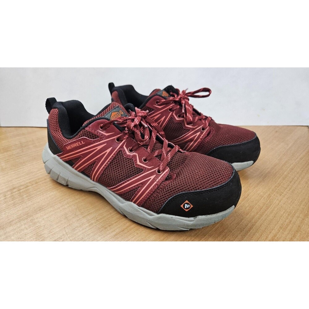 Merrell Work Comfortbase Shoes Womens Size 9 Red Safety Toe Slip Resistant